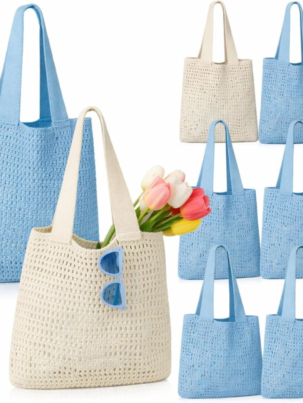 6 Pieces Bridesmaid Crochet Tote Bag for Last Toast on the Coast Gifts